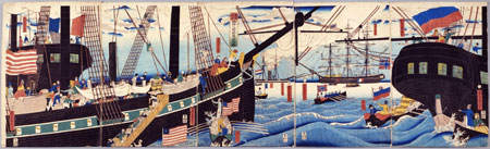横浜交易西洋人荷物運送之図（浮世絵）