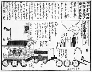 幕府に汽車の模型が贈られことを伝えた瓦版　横浜開港資料館蔵