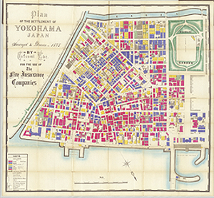 }P@lOln΍Еیn}@PWXTN@Plan of the Settlement of Yokohama, JapanoF@ΔňEʐF kځFP/UOO PXOcm~QOOcmّ