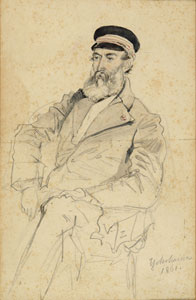 ④フィリップ・フランツ・フォン・シーボルト像 個人蔵(Constantin von Brandenstein, Schlüchtern) 絵入りロンドン・ニュースの特派員チャールズ・ワーグマンが横浜で描いた。