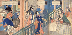 「横浜商館真図」　五雲亭貞秀画　文久元(1861)年１月